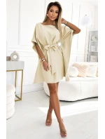 287-28 SOFIA Dámske motýlie šaty so zaväzovaním v páse - BEACH