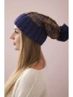 Paris fleecová čiapka K213 purple+mustard