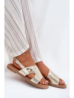 Sandały Damskie Płaskie Z Ozdobnym Detalem Vinceza 17378 Złote