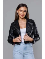 Krátka čierna bunda s golierom (11Z8039)