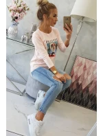Blúzka s potlačou Superior púdrovo ružová