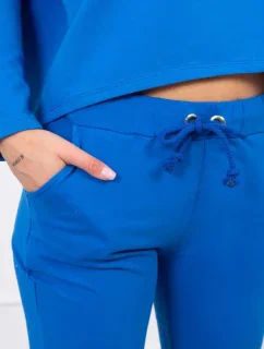 Súprava s oversize blúzkou nevädzovej modrej farby