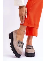 Wygodne Zamszowe Mokasyny Beżowe Agathe