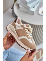 Ocieplane Sneakersy Damskie Skórzane Big Star OO274A317 HI-POLY SYSTEM Beżowe