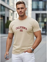 Pánske bavlnené tričko s potlačou „California“, béžové, FashionStreet NX5140R Pánske bavlnené tričko s potlačou „California“, béžové, FashionStreet NX5140R