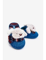 Dziecięce Kapcie Na Grubej Podeszwie z Misiem Niebieskie Dasca