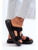 Zdobione Klapki Damskie Na Platformie Czarne Jestella