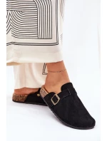 Klapki Chodaki Damskie i Na Platformie Z Klamrą Czarne Selio