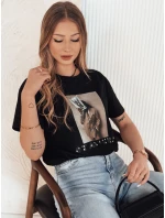 Dámske bavlnené tričko CARSTI black FashionStreet RY2403 Dámske bavlnené tričko CARSTI black FashionStreet RY2403