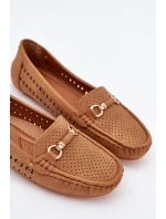 Mokasyny Damskie Ażurowe Z Ozdobą Camel Kaydance