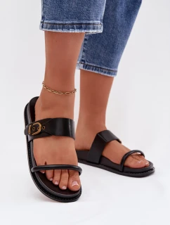 Dámské pantofle se zlatým sponou Černé Sarilisse