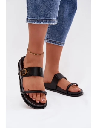 Dámské pantofle se zlatým sponou Černé Sarilisse