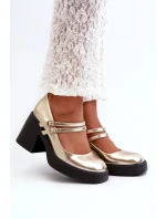 Lodičky na podpätku N381 zlaté - vykročte štýlovo Lodičky na podpätku N381 zlaté - vykročte štýlovo