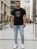 Pánske bavlnené tričko s motorkárskou potlačou čierne FashionStreet NX5007R