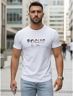Pánske tričko s veľkým nápisom, bavlnené, biele, FashionStreet NX5137R Pánske tričko s veľkým nápisom, bavlnené, biele, FashionStreet NX5137R