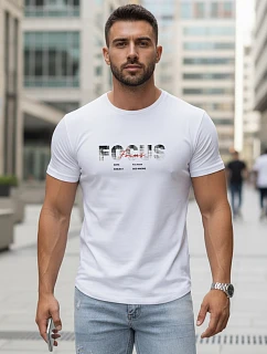 Pánske tričko s veľkým nápisom, bavlnené, biele, FashionStreet NX5137R