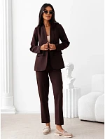 Elegantný dámsky kostým – sako a nohavice, hnedý, FashionStreet AY1245 Elegantný dámsky kostým – sako a nohavice, hnedý, FashionStreet AY1245