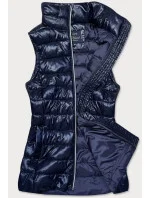 Tmavo modrá prešívaná dámska vesta (7002)