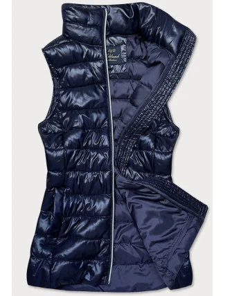 Tmavo modrá prešívaná dámska vesta (7002)