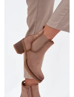 Botki Sztyblety Damskie Na Obcasie Ocieplane Beżowe Zelia