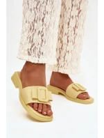 Dámské nazouváky s nízkým podpatkem s přezkou Žluté Melivra