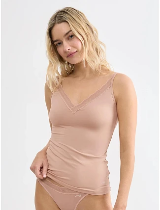 Dámske tielko GO Blush Spaghetti Top Cameo Brown, hnedé – SLOGGI Dámske tielko GO Blush Spaghetti Top Cameo Brown, hnedé – SLOGGI