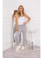 Tepláky so zaväzovaním v páse šedej