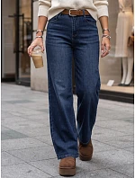 Dámske džínsy so širokými nohavicami a opaskom, modré, FashionStreet UY3125