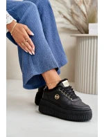 Sneakersy Buty Sportowe Damskie Ocieplane Na Masywnej Podeszwie Czarne Ardiela