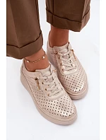 Kožené Ažurové Dámské Polobotky Vinceza 79603 Zlaté Kožené Ažurové Dámské Polobotky Vinceza 79603 Zlaté