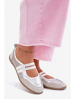 Sportové baleríny s elastickými pásky stříbrné Donatella