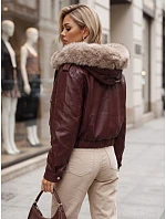Dámska zimná kožená bunda s kožušinou, bordová, FashionStreet TY5977 Dámska zimná kožená bunda s kožušinou, bordová, FashionStreet TY5977