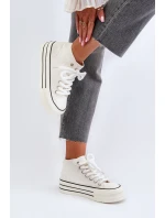 Trampki Damskie Na Platformie Białe Aineri