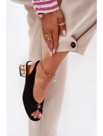 Zamszowe Eleganckie Sandały Damskie CheBello 4724 Czarne