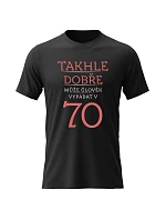 Dámske bavlnené tričko s potlačou - THIS IS HOW HOD A MAN CAN LOOK IN 70 (RED) - čierne Dámske bavlnené tričko s potlačou - THIS IS HOW HOD A MAN CAN LOOK IN 70 (RED) - čierne