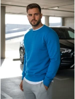 Pánska hladká modrá mikina FashionStreet BX4386