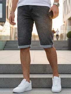 Pánske džínsové šortky s lemom čierne FashionStreet SX2619