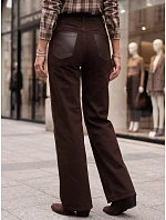 Dámske džínsy so širokými nohavicami a vysokým pásom, hnedé, FashionStreet UY3136 Dámske džínsy so širokými nohavicami a vysokým pásom, hnedé, FashionStreet UY3136