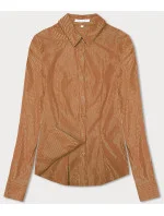 Koszula damska w srebrne paseczki karmelowa (AWT0111) Koszula damska w srebrne paseczki karmelowa (AWT0111)