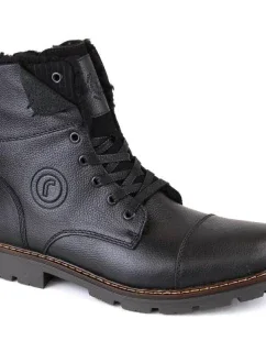 Rieker M RKR296A vlnené zateplené kožené čižmy čierne