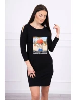 Šaty s potlačou Honey girl čierne