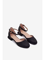 Dětské lesklé sandály na nízkém podpatku Černé Nelly