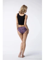 Dámske jednoduché maxi nohavičky Cranberries tmavomodré s ružovým vzorom - JULIMEX Dámske jednoduché maxi nohavičky Cranberries tmavomodré s ružovým vzorom - JULIMEX