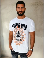 Pánske biele bavlnené tričko s potlačou FashionStreet RX5263
