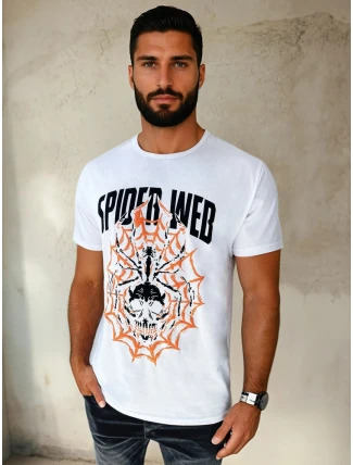 Pánske biele bavlnené tričko s potlačou FashionStreet RX5263