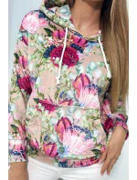 Velúrová mikina s kapucňou béžový