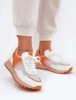 Skórzane Buty Sportowe Z Siateczką Damskie Vinceza 66775 Pomarańczowe