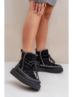 Dámske vyšívané snehule na platforme čierne Naleris