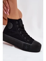 Dámske plátenné tenisky na platforme Big Star - čierne