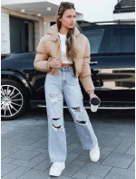 Dámska krátka zimná bunda s kapucňou béžová FashionStreet TY5471